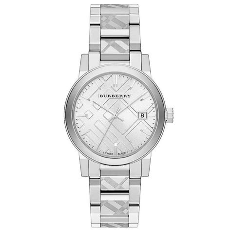 Burberry Unisex Watch The City 38mm Engraved Checked Steel 